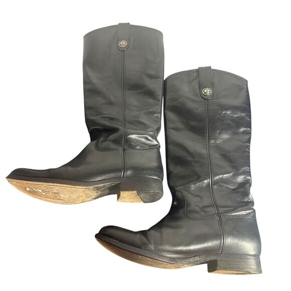 Frye Melissa Button Black Leather Riding Pull-On Boots Size 7 – Minor Wear - Picture 2 of 13